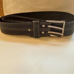Leather Belt Navy with thick white stitching Y2K preppy Waist 40 inches